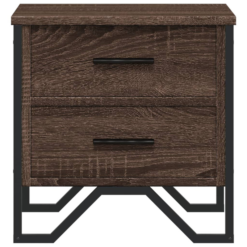 Aimilios 40cm W Metal Bedside Table, Brown Oak