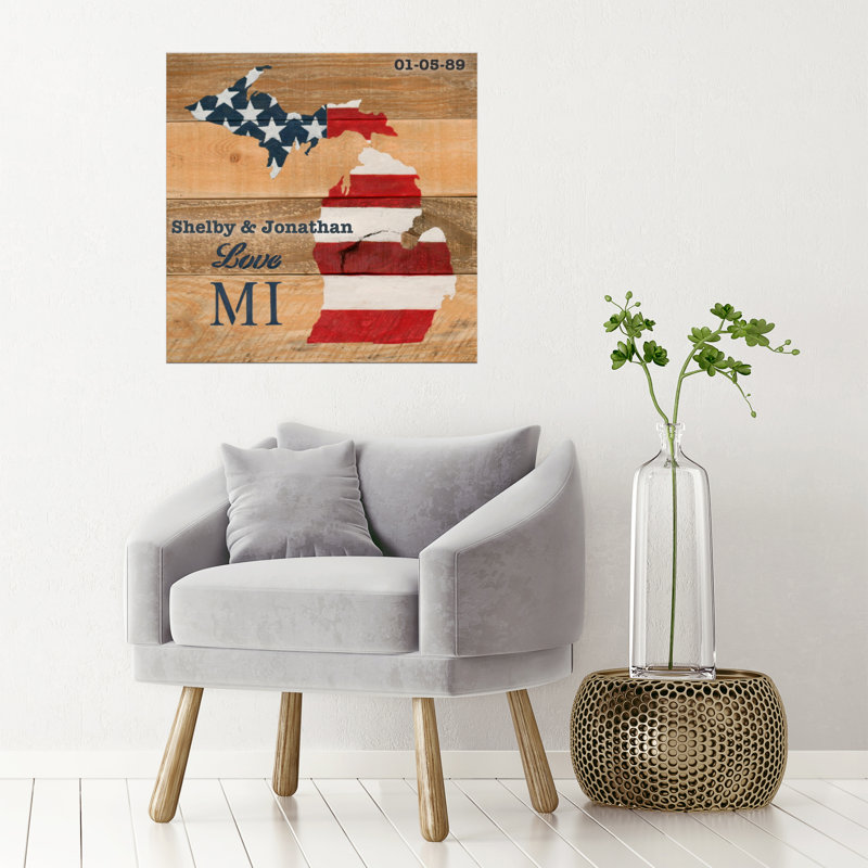 Décalcomanie murale personnalisée love michigan, H 24 po x l 24 po, Oui
