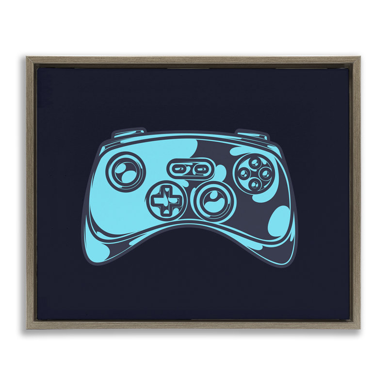 Art mural sur toile flottante encadrée "Gaming contrôleur" par Daphne Polselli, Brun, H 25 po x l 31 po