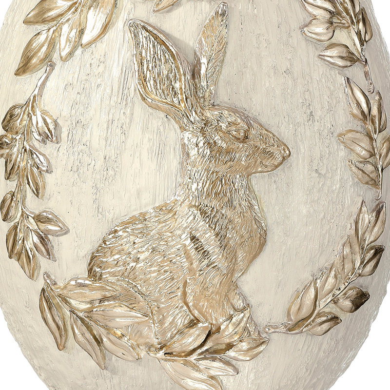 Oeuf royal 8,5 "en résine avec lapin