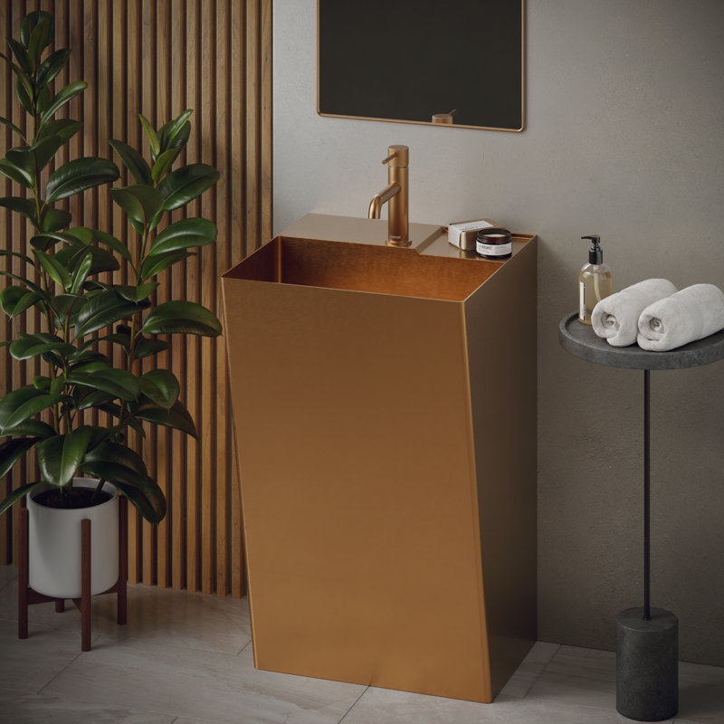 Tryst Single-Hole Single-handle Bathroom Faucet with Drain Assembly, Brushed Copper