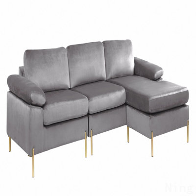 Velvet Sectional Sofa With Chaise