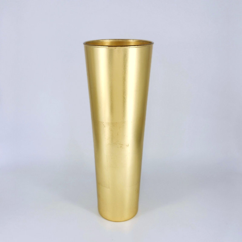 Vase conique en verre doré IRIS, Doré, Hauteur totale - 15,75 po