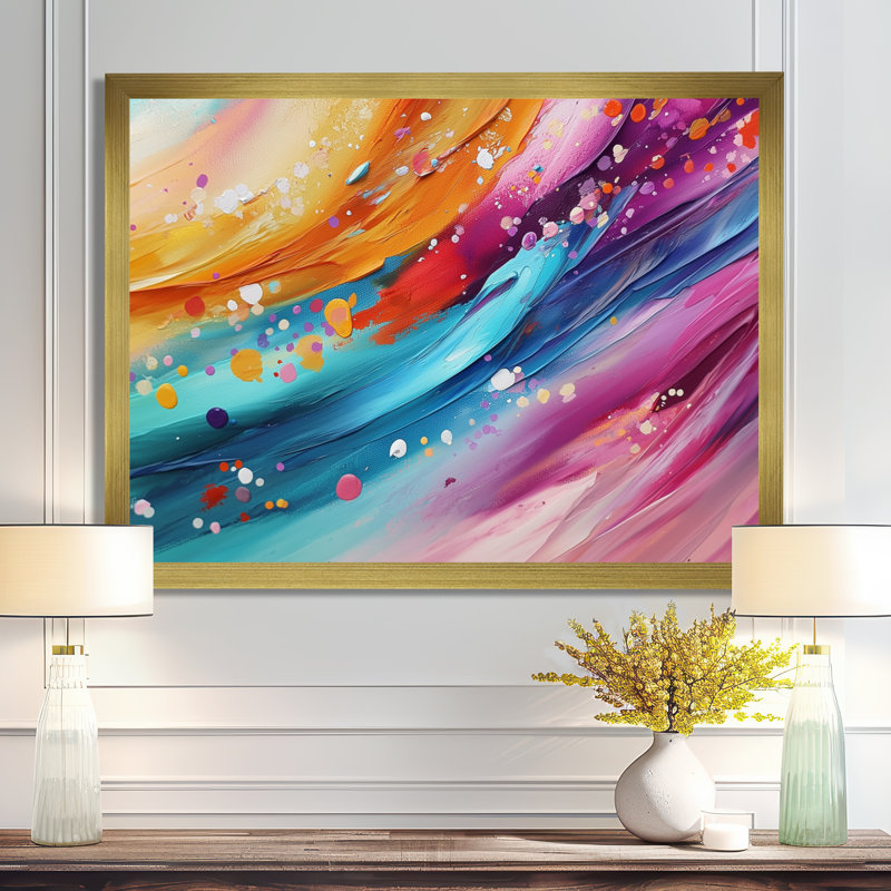 Odesser - Abstract Wall Art, H 30 po x l 40 po, Picture Framed, Doré