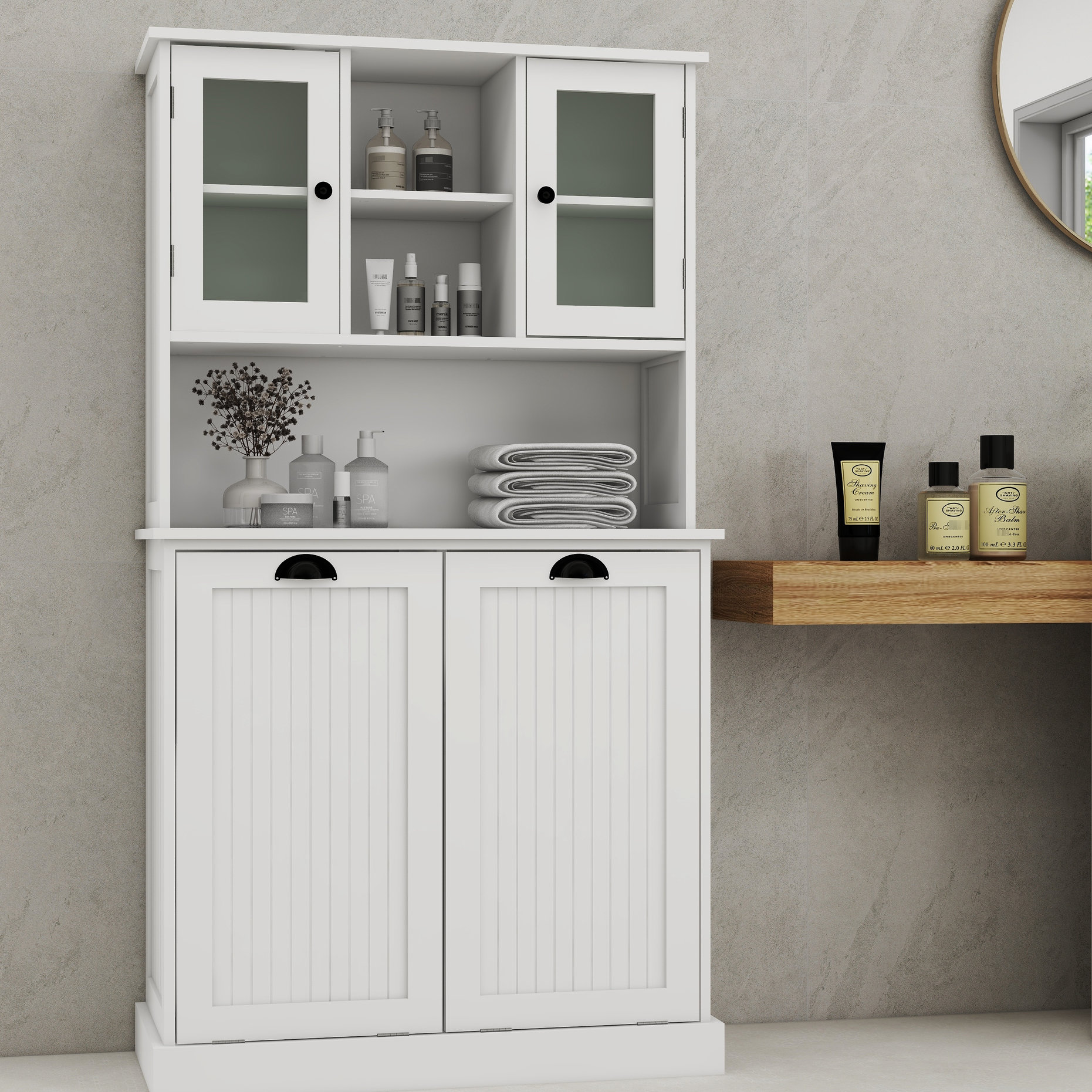 Ophelia & Co. White Laundry Storage Cabinet With Adjustable Shelves And ...
