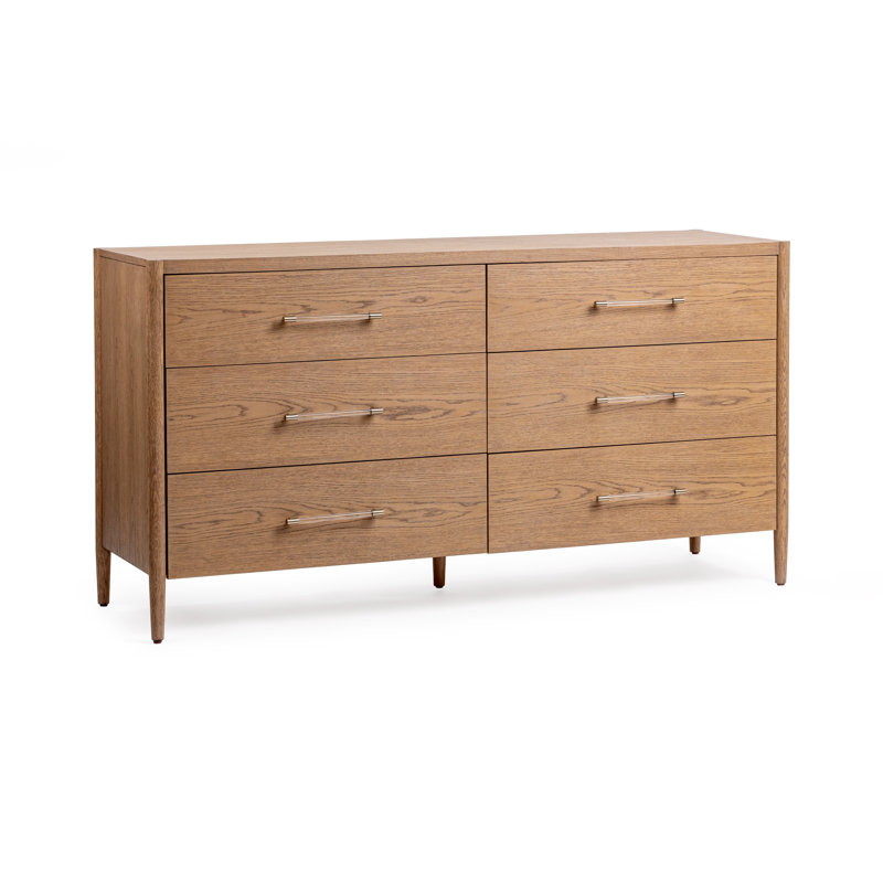 Alisen Oak Wood 6-Drawer Dressser