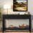Modern Console Table With Striped Design, 2 Drawers And 2-tier Design-902743295