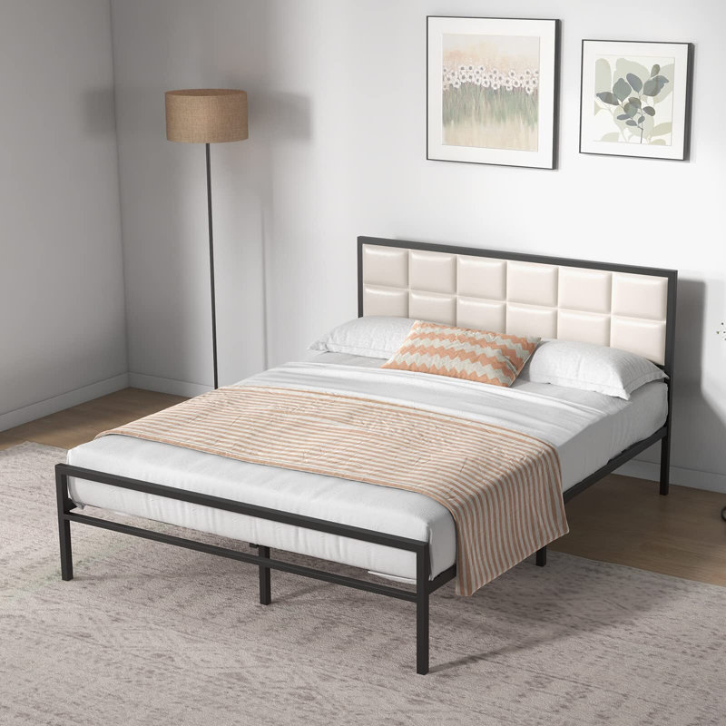 Euanthe Upholstered Bed, White, Queen