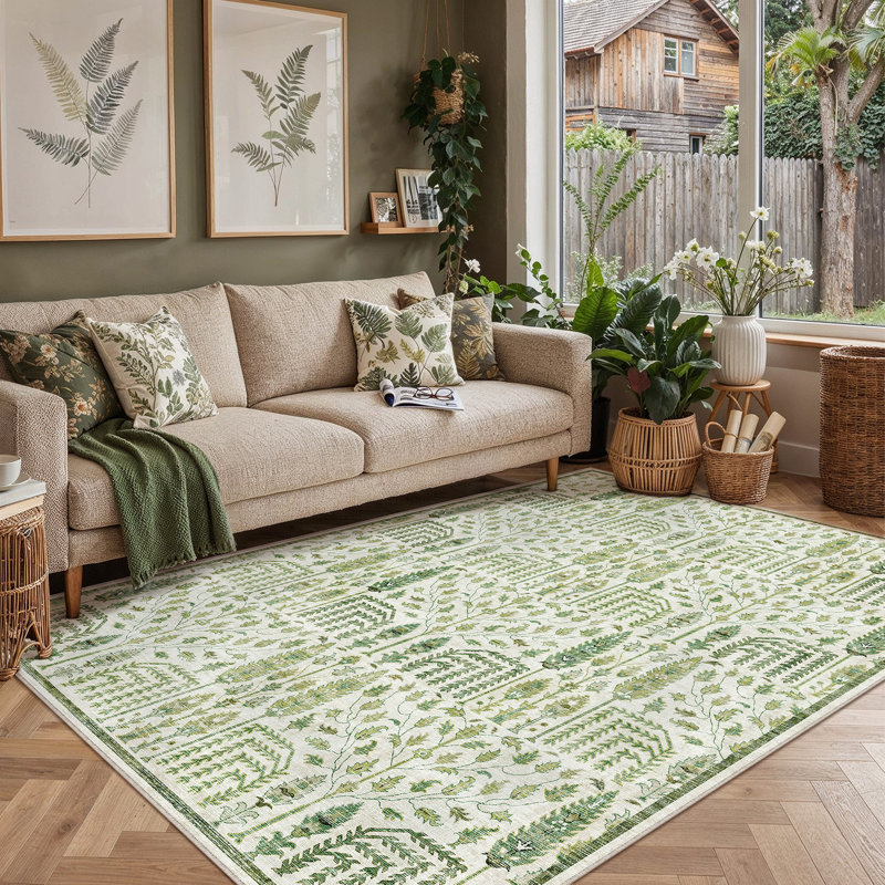  Tapis oriental cerise lavable à la machine avec envers antidérapant, Rectangle 9 pi x 12 pi