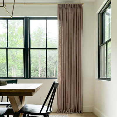 TWOPAGES Lined Curtain Faux Linen Pinch Pleat Curtain