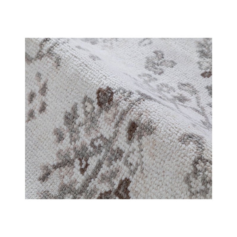 Tapis gris en laine noué à la main, Rectangle de 10 pi x 14 pi