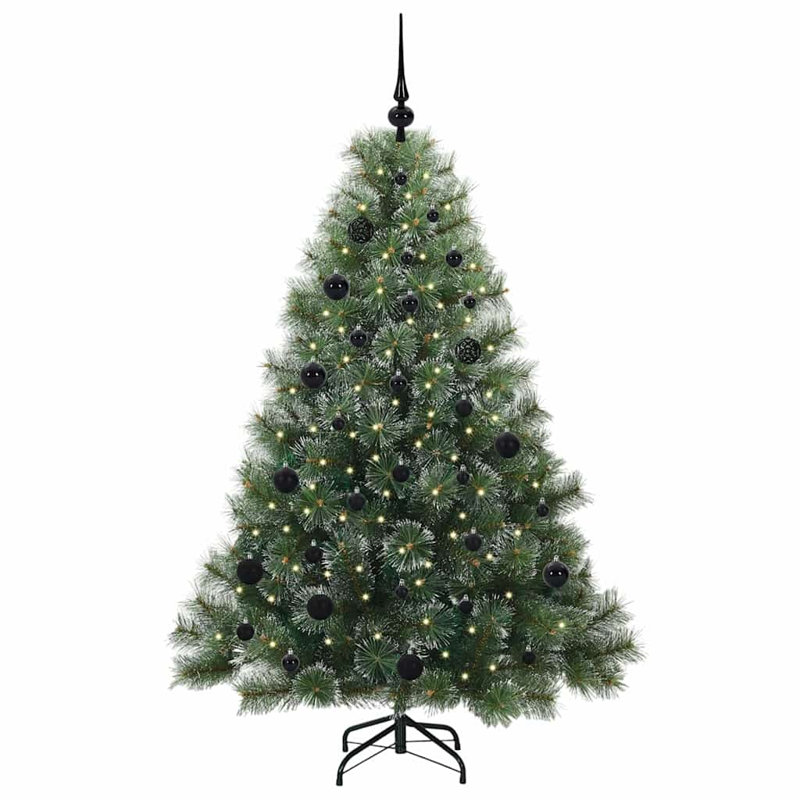  Artificial Christmas Tree with 150 LEDs Green PE and PVC, Black, 4.92' H