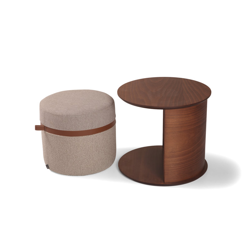 Mono Kangaroo Solid Wood End Table, Light Walnut/Gray