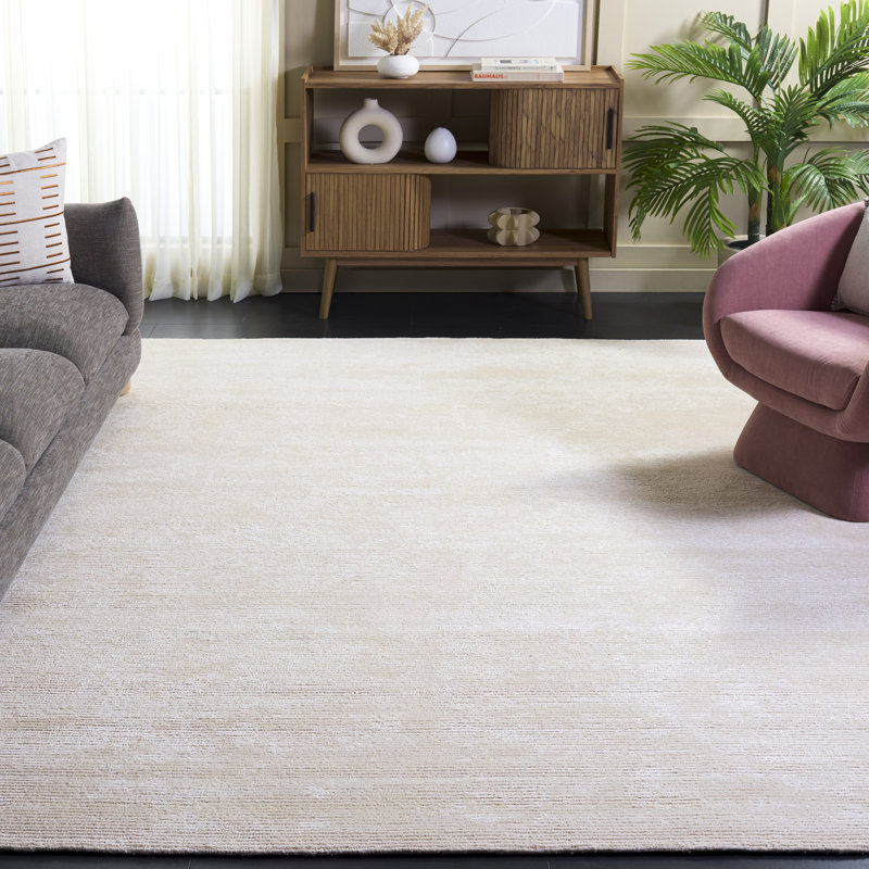 Alpers Hand Tufted Viscose/Wool Rug in Ivory, Rectangle 8' x 10'