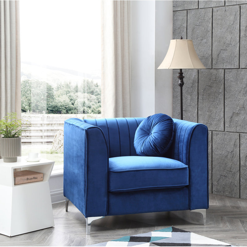 Bailey Velvet Armchair, Blue