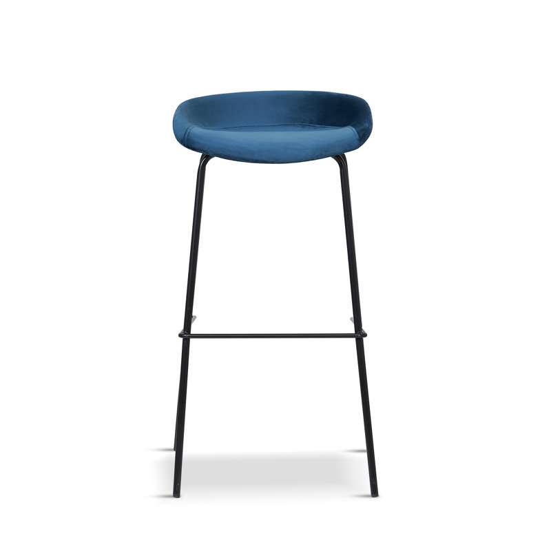 Walther Counter Stool with Solid Wood Frame, 72.5", Midnight Blue