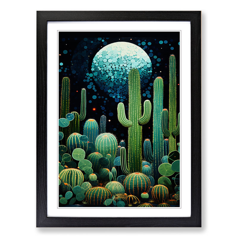 Cactus Orphism - Framed Print, Black Framed, 64cm H x 46cm W x 2cm D