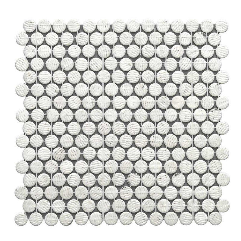 Eterna Penny 12"x12" Recycled Glass Mosaic Tile, Cream Blend