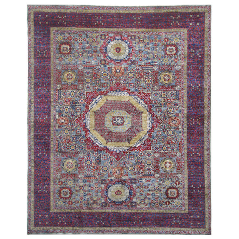 High-Quality Hand-Knotted Grey And Navy Area Rug