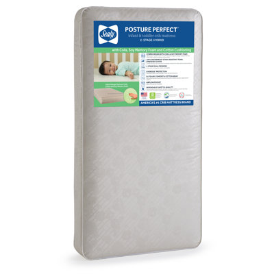 Sealy Baby Posture Perfect 2 Stage Breathable Crib Mattress & Toddler Mattress, Hybrid Design, GREENGUARD GOLD Certified, 52"x28"