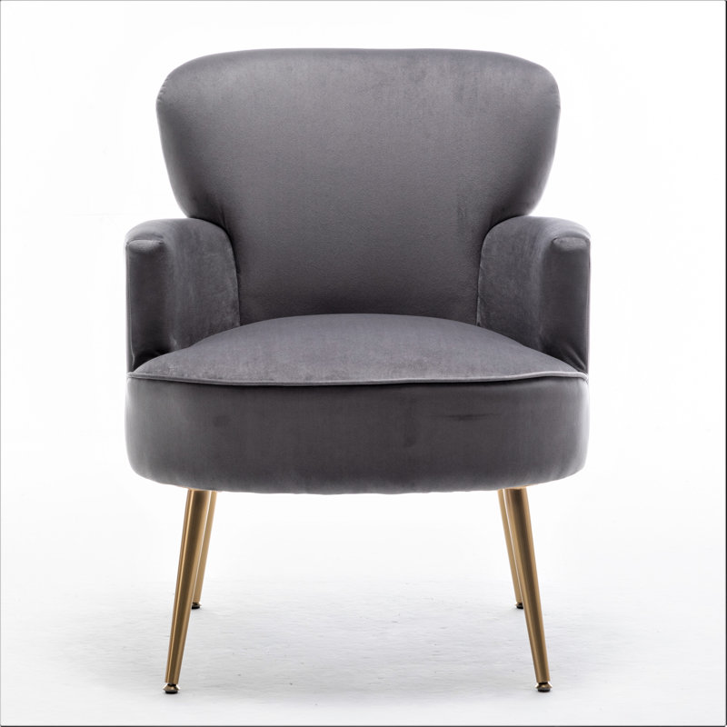 Ramisa Velvet Armchair, Gray Velvet