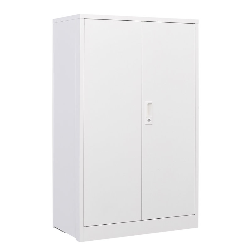 Adjustable Shelf Metal Storage Locker For Office, Home, - White Colorway Cabinet With Foldable Feature Garage, Home Locking