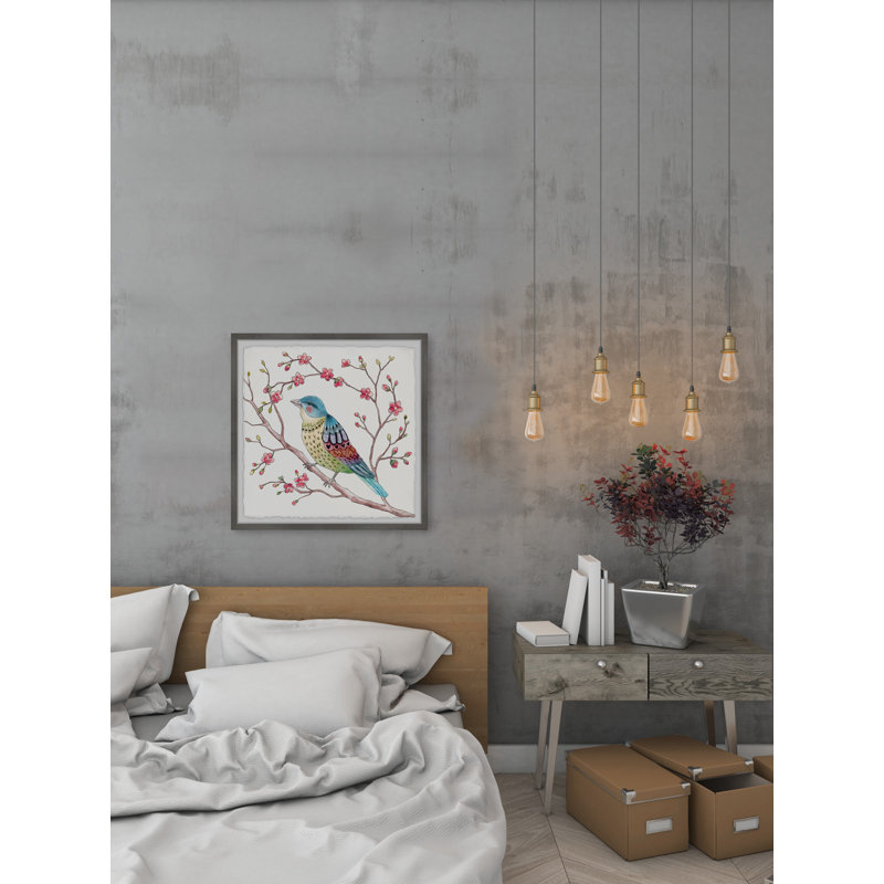 Bird In Branch by Marmont Hill - Single Picture Frame Painting, 30cm H x 30cm W x 3.81cm D