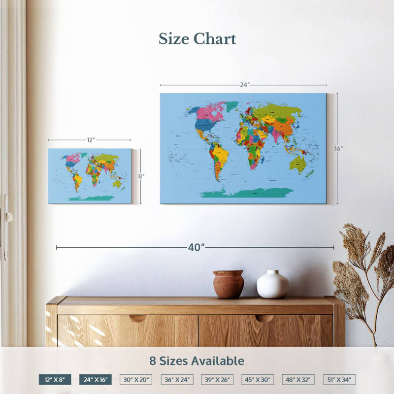 Carte du monde Aliaz, H 16 po x l 24 po