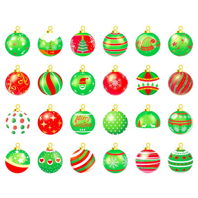 24 aimants de garage de Noël, décoration de boules de Noël résistantes aux intempéries en rouge et vert pour porte, voiture, réfrigérateur, boîte aux lettres