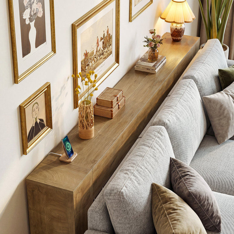 79-Inch Extra Long Console Table, Farmhouse Entryway Table with Thick Tabletop for Hallway, Behind the Couch, Living Room, Foyer, Easy Assembly, Rustic Brown