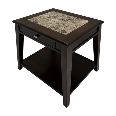 Wooden Side Table With Cherry Finish And Useful Bottom Storage Outlook Cherry End Drawer Versatile Facility