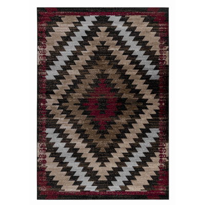 5' X 8' Brown Geometric Area Rug