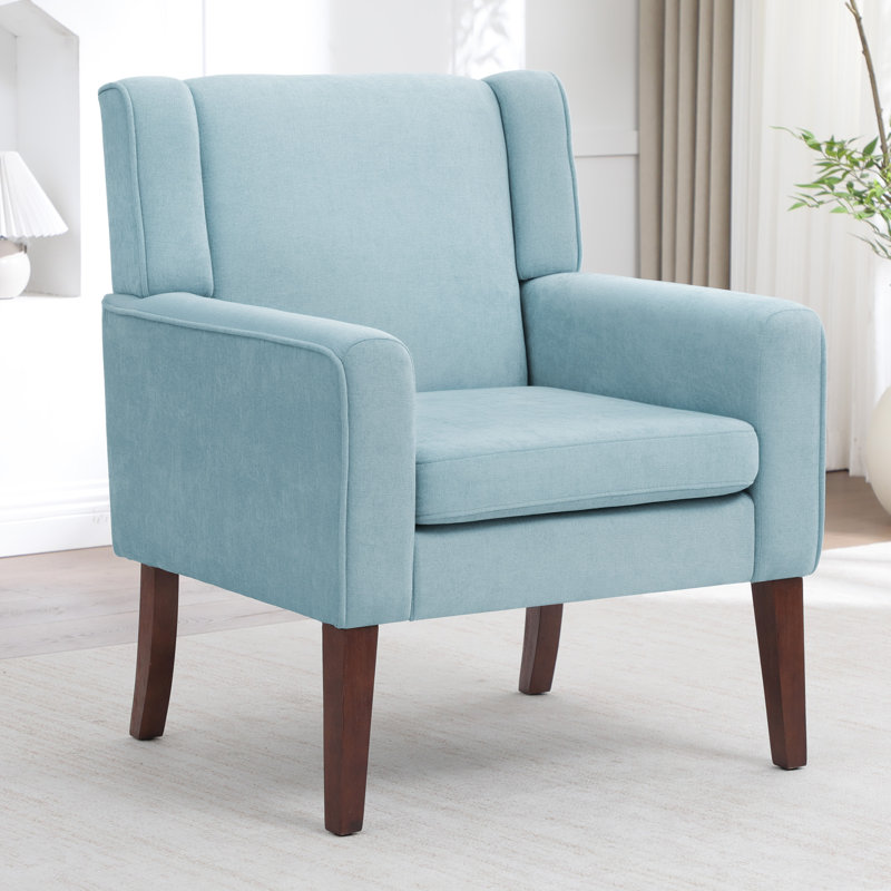 Mid-Century Accent Chairs Featuring Removable Cushions, Light Blue
