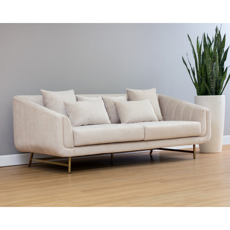 Coles 85'' Velvet Sofa - Cream, Cream