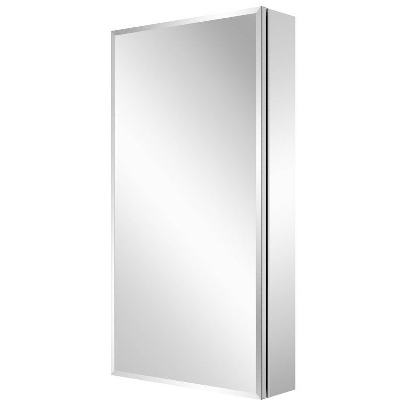 Recessed or Surface Mount Frameless Medicine Cabinet With Mirror and Adjustable Shelves, 30" H x 20" W, Flat
