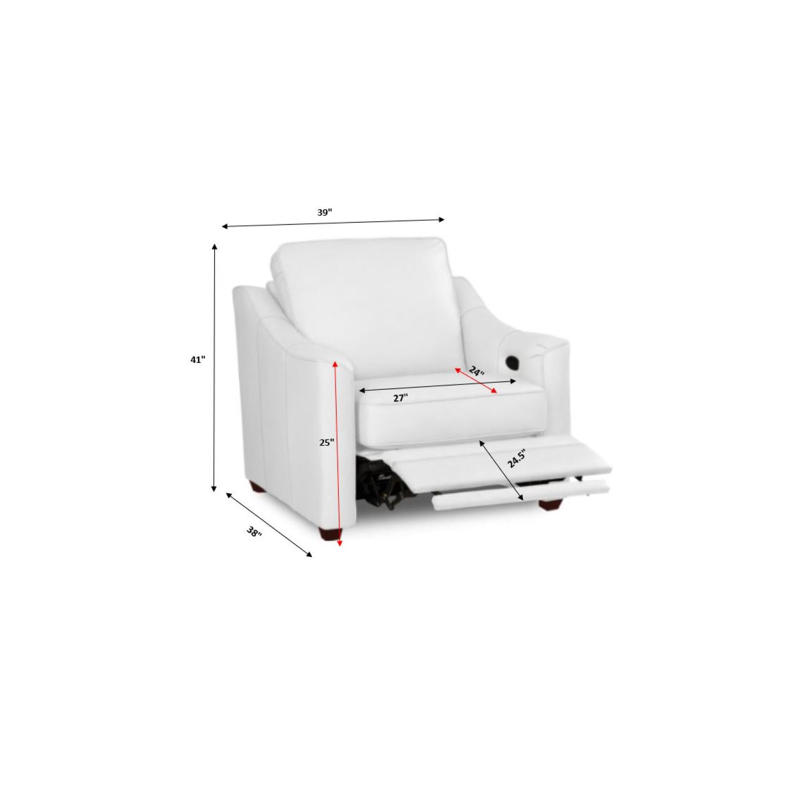 Angelina Upholstered Recliner, Gray