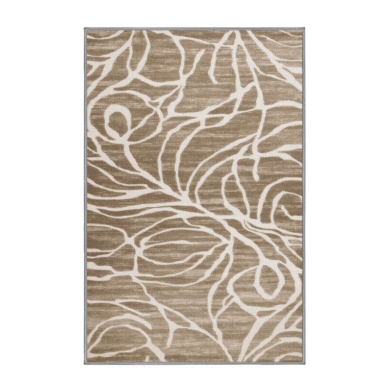 Tapis abstrait gris lavable à la machine, Rectangle 6 pi x 9 pi