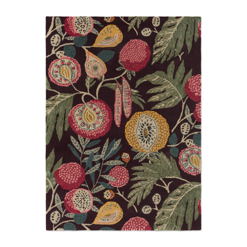 Hand Tufted Floral Area Rug, Rectangle 4'7" x 6'7"