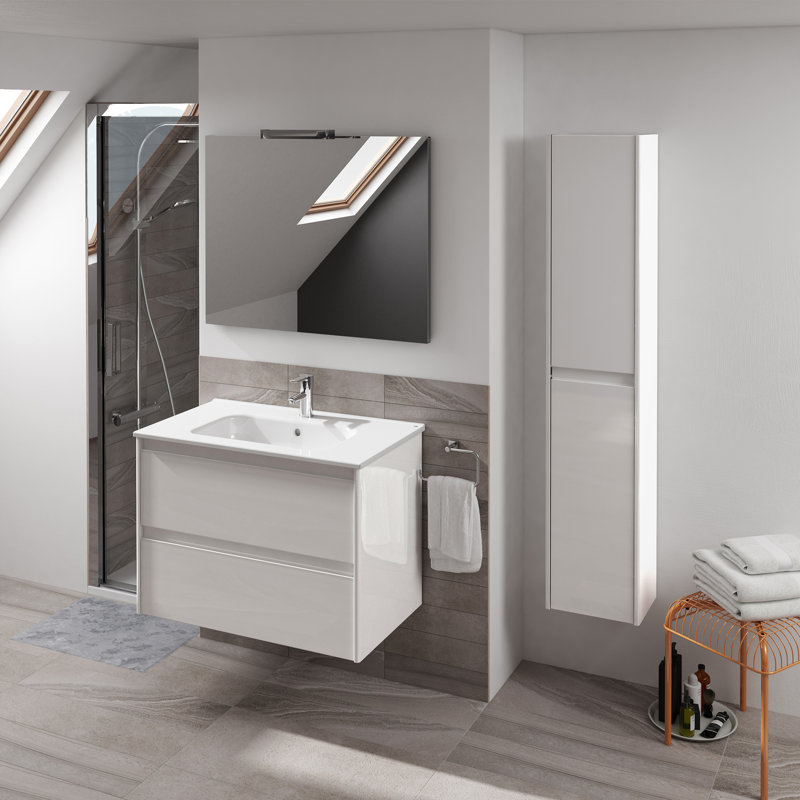 Ambra 31.7'' W Single Vanity with Mirror, Matte White