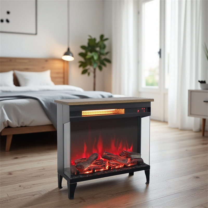 Foyer électrique de 24 pouces avec flammes réalistes et protection contre la surchauffe