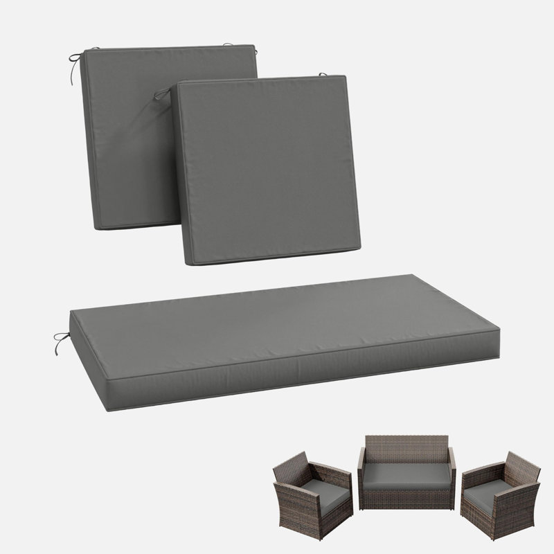 Outdoor Seat Cushions (Set Of 3), Light Gray