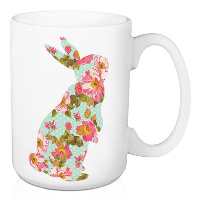 Grande tasse à café en lapin floral Choi