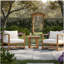 Set of 2 Acacia Wood Lounge Chairs with Cushions & Slat Top X-Stretcher Side Table
