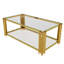 Table basse moderne en verre transparent, rectangulaire, métal asymétrique, tablette inférieure, 47,5 po