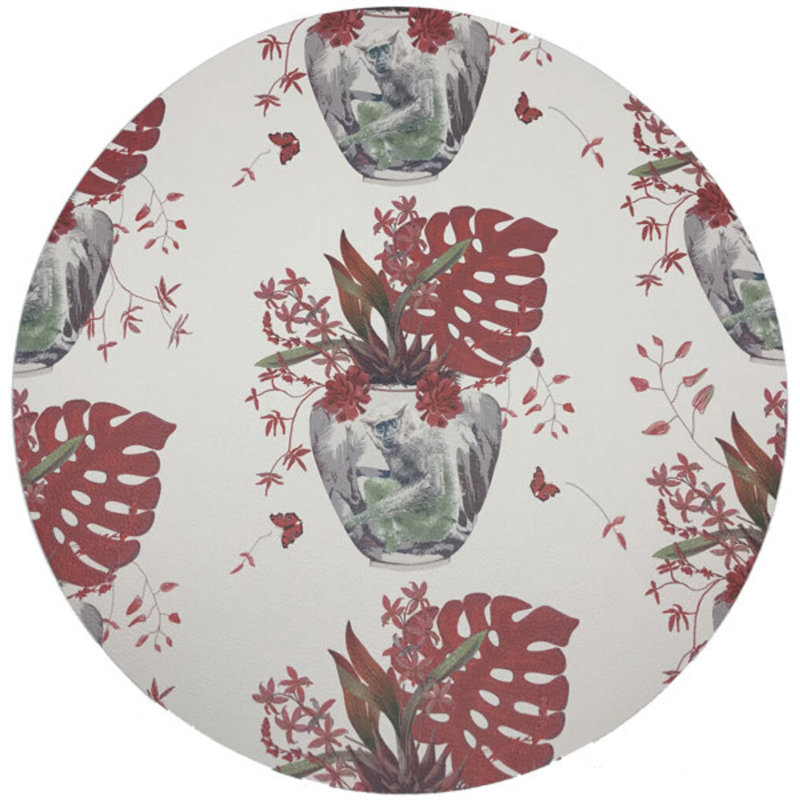 Monkey Small Jungle Pebble 16" Vinyl Placemat, Rouge