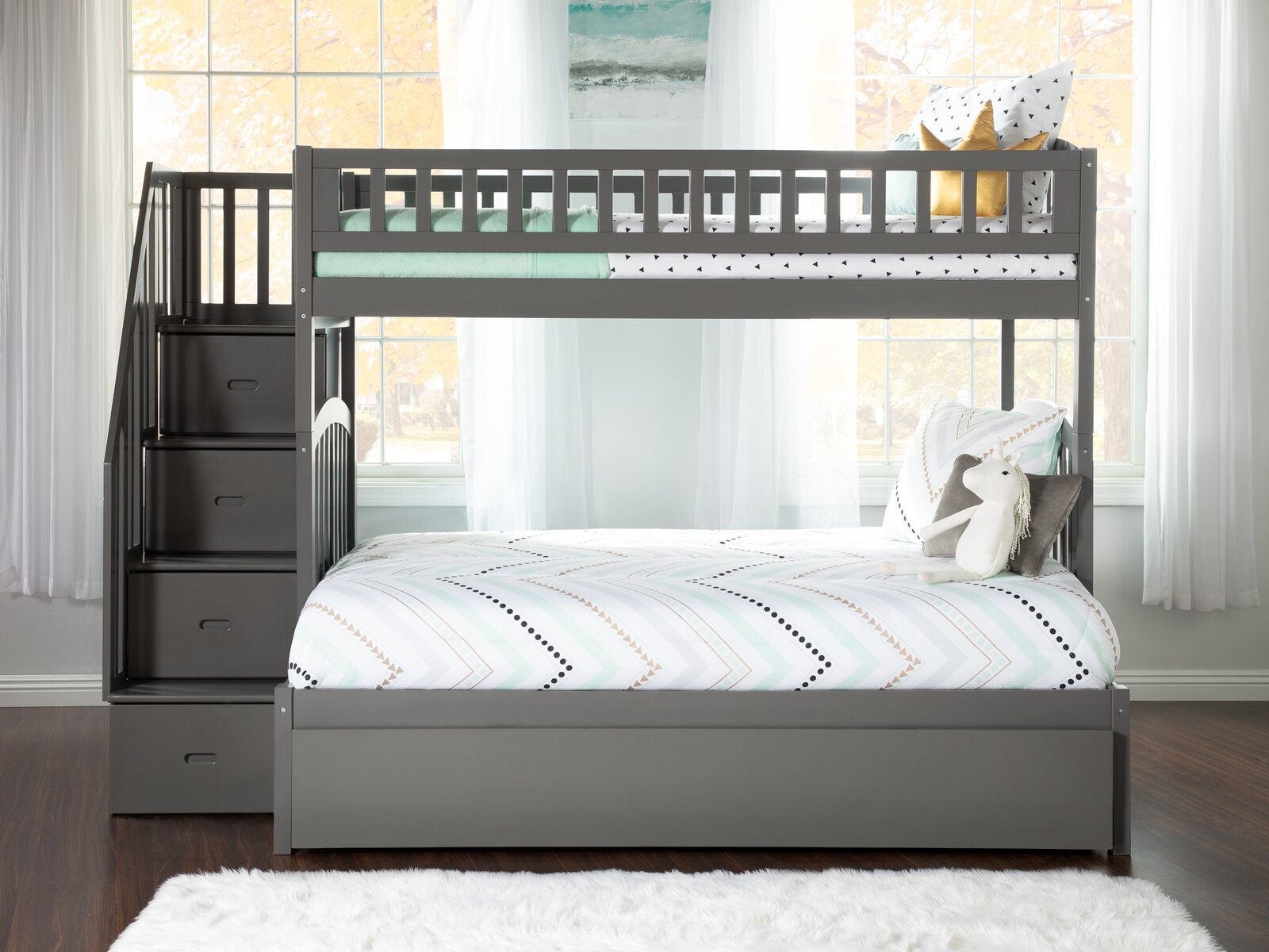 Jones Kids Twin Over Full Bunk Bed with Trundle
