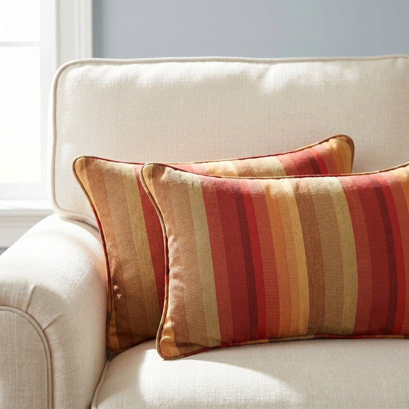 Boynton Striped Sunbrella® Outdoor Reversible Throw Pillow, Astoria Sunset Sunbrella®, 6" H x 24" W