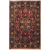 Elegant Wool Oriental Area Rug in Red/Charcoal