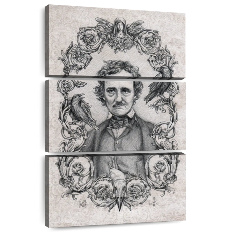 Leisha Edgar Allan Poe Drawing, 32" H x 20" W