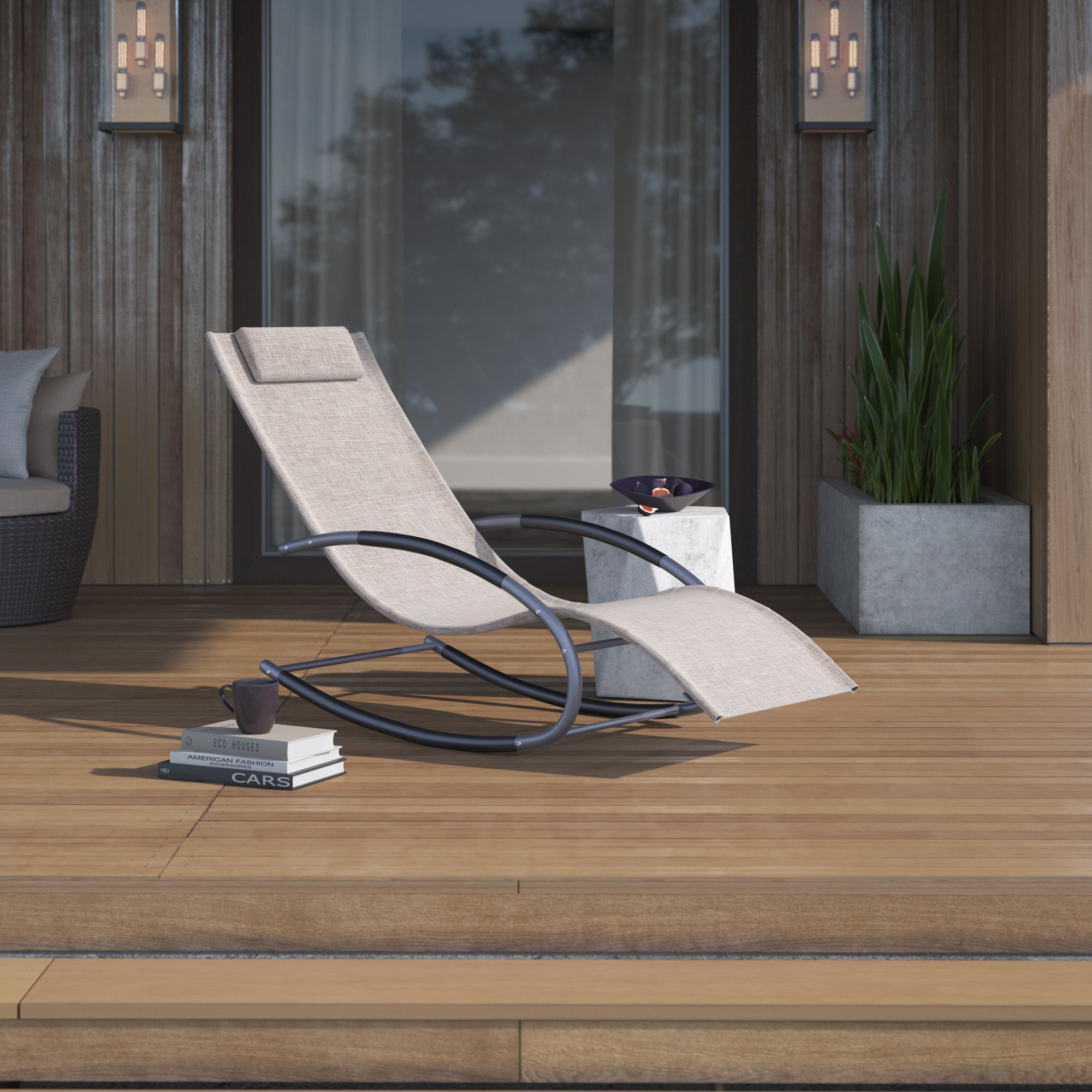 Mercury Row Blizzard Patio Rocking Chair Curved Rocker Chaise Lounge